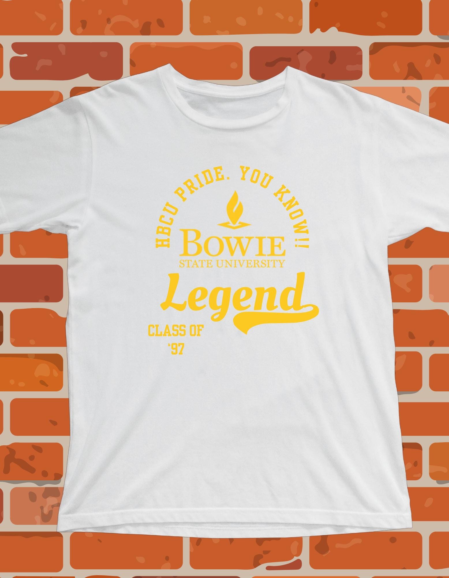Bowie State T-Shirt White 16BARZ HCBU CIAA Gold on White