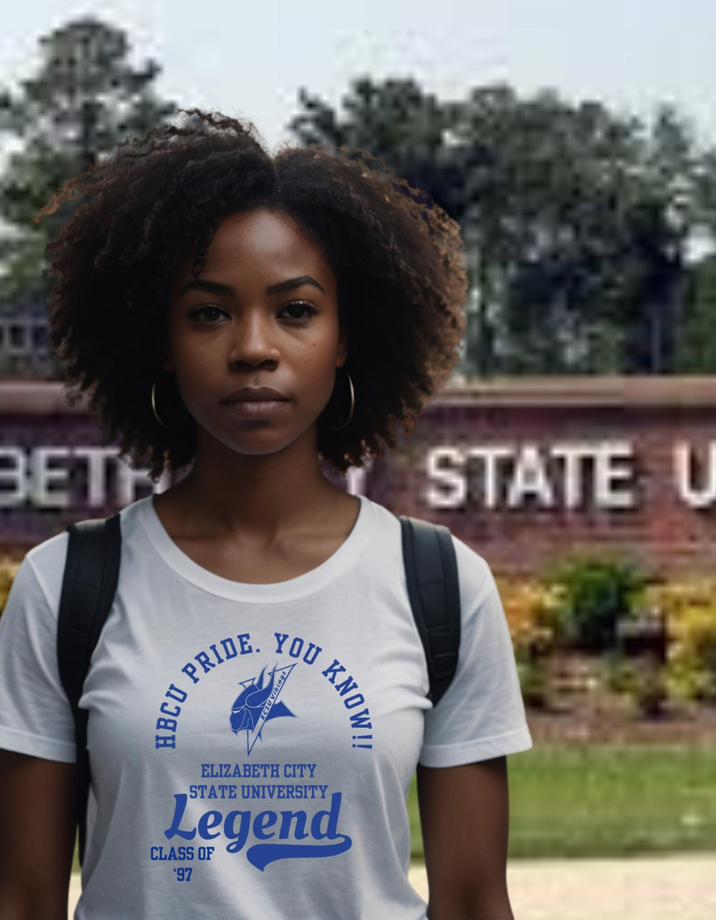 Elizabeth City State T-Shirt White 16BARZ HCBU CIAA Blue on White