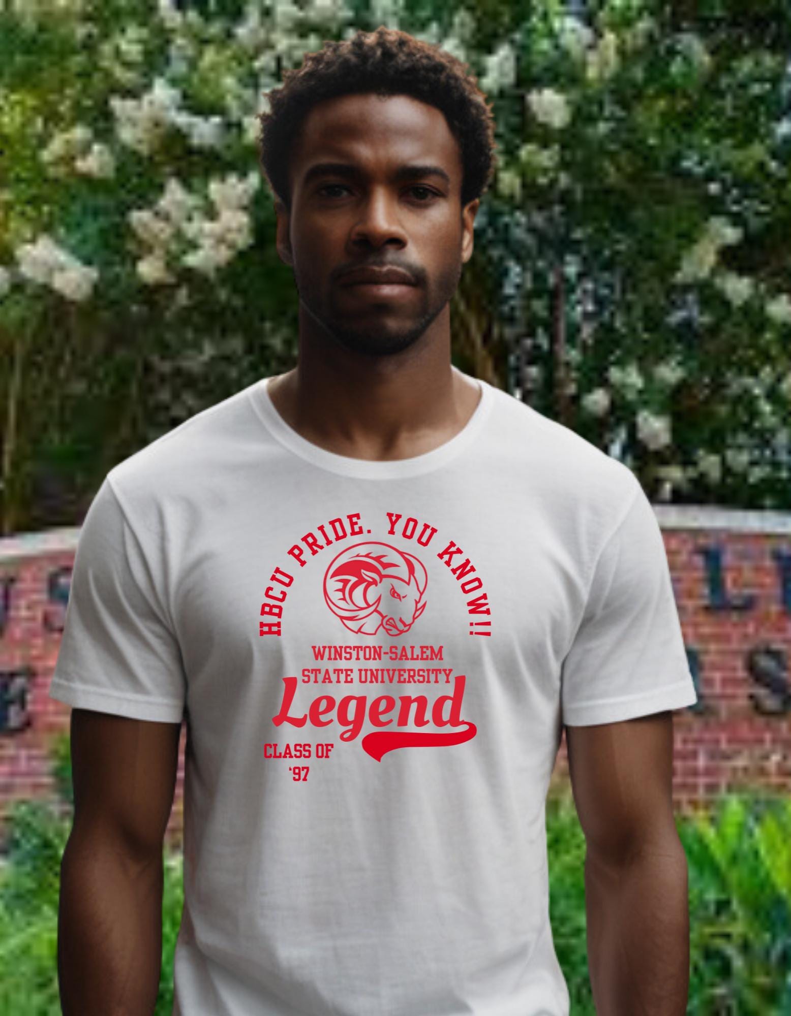 WSSU T-Shirt White 16BARZ HCBU CIAA Red on White