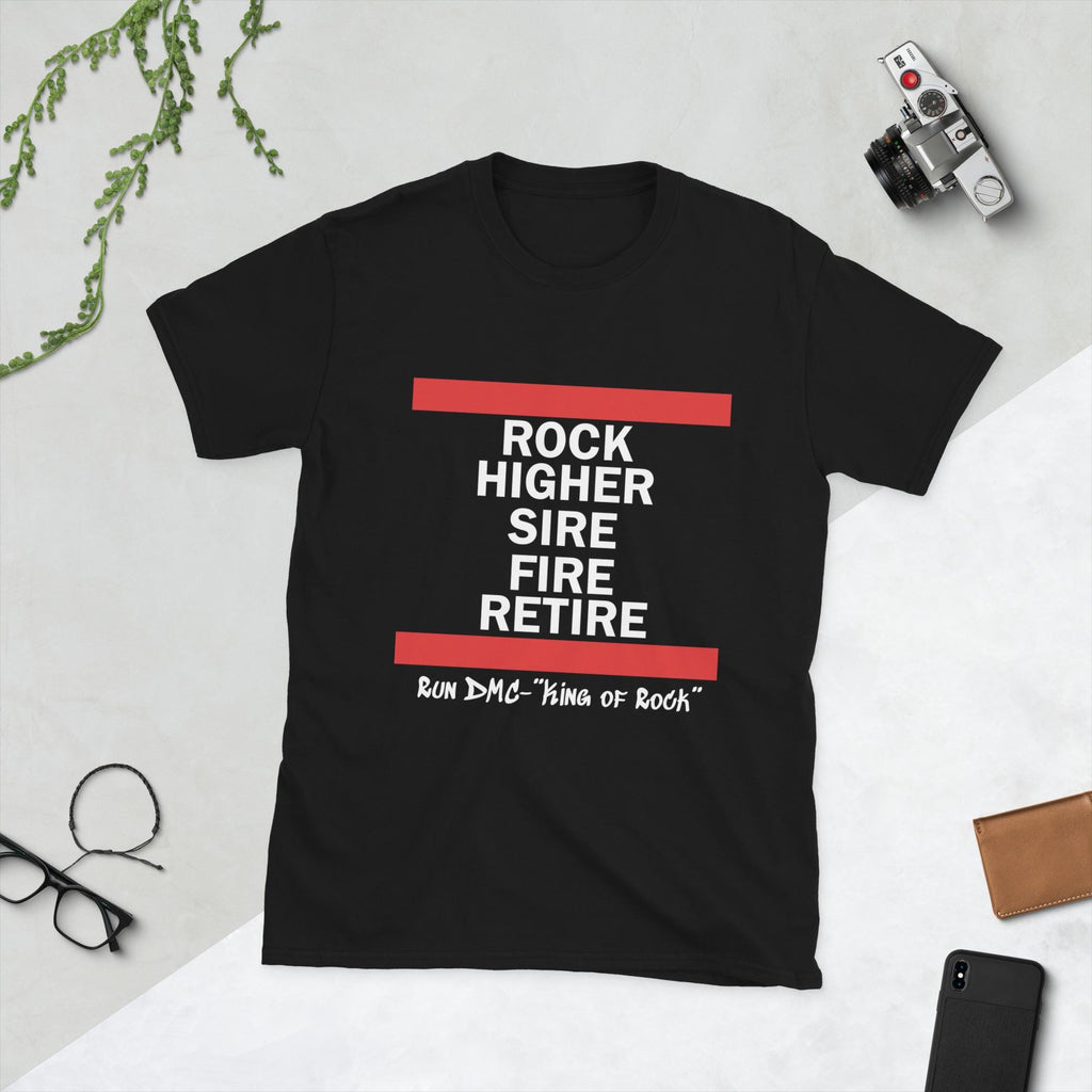 Run DMC King of Rock T-Shirt | Rock Higher Sire Fire Retire Tee