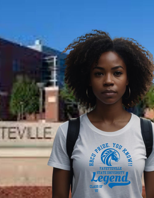Fayetteville State University T-Shirt White 16BARZ HCBU CIAA Blue on White