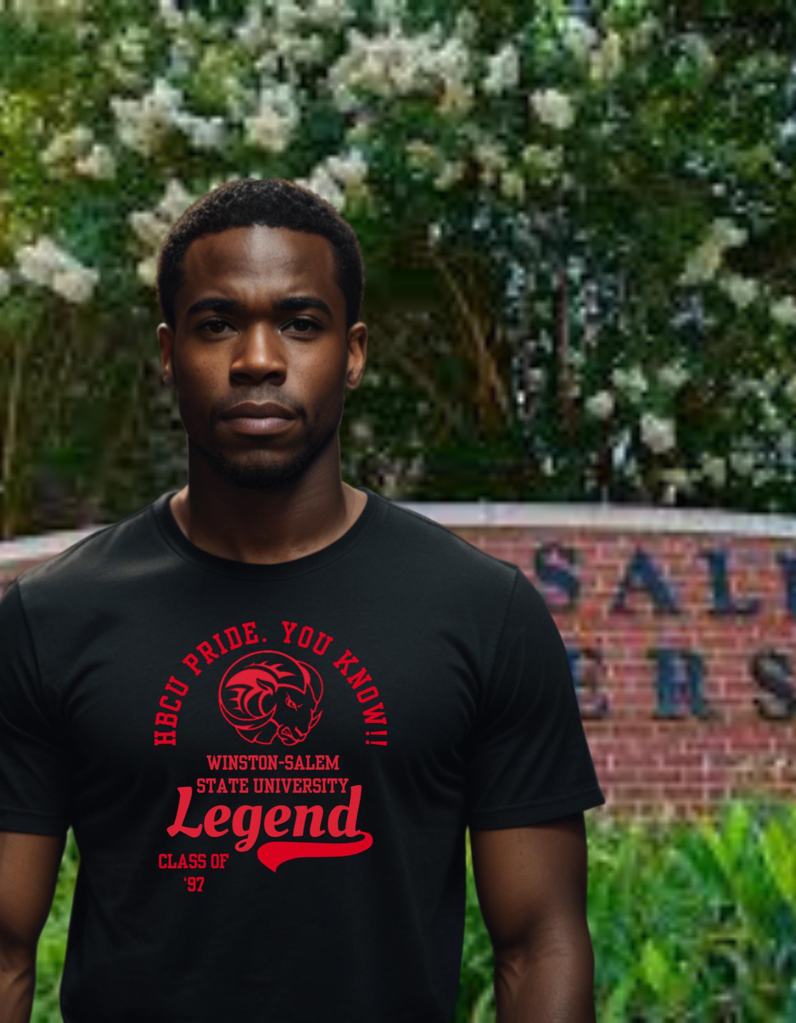 WSSU T-Shirt Black 16BARZ HCBU CIAA Red on Black