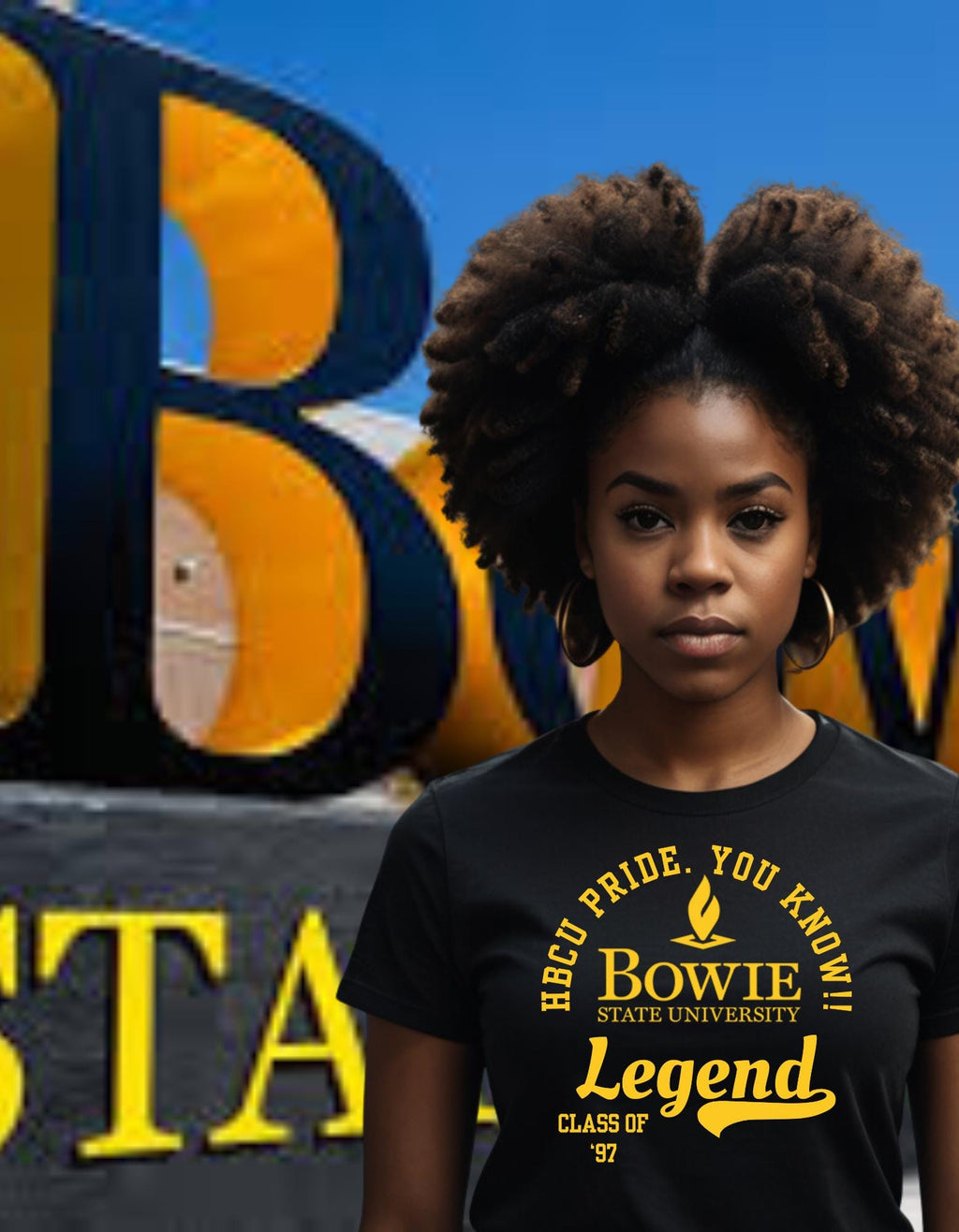 Bowie State T-Shirt Black 16BARZ HCBU CIAA Gold on Black
