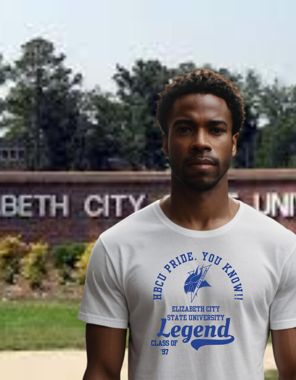 Elizabeth City State T-Shirt White 16BARZ HCBU CIAA Blue on White