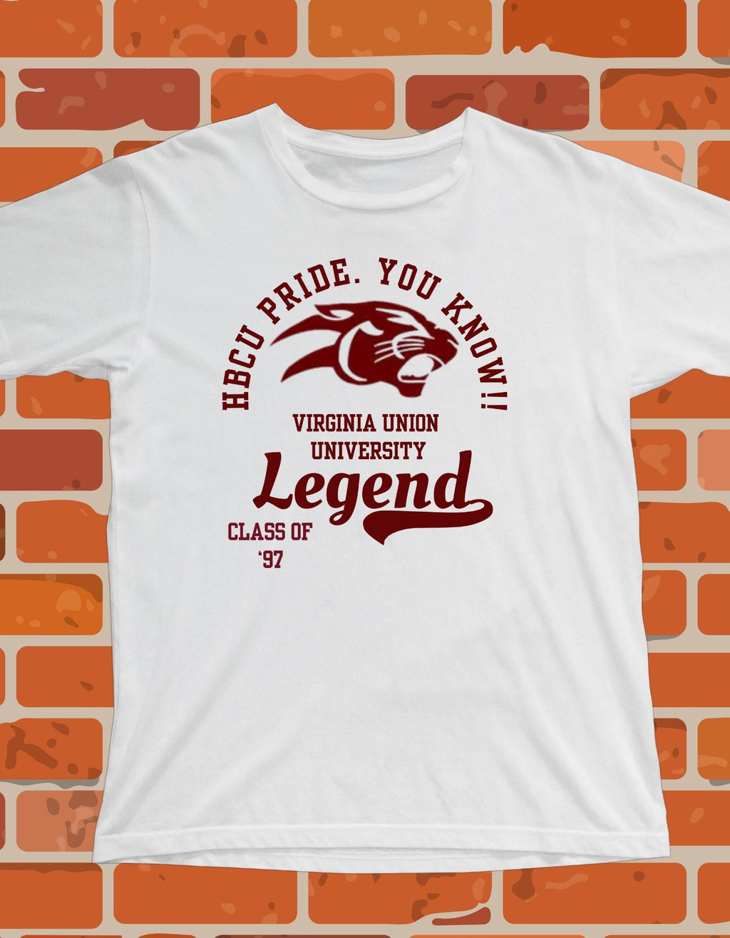 Virginia Union T-Shirt White 16BARZ HCBU CIAA Maroon on White