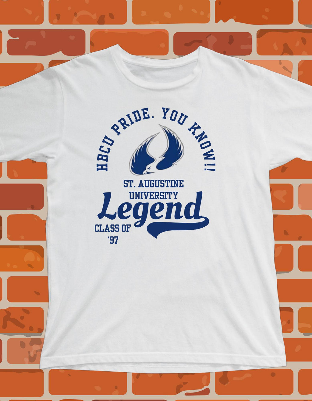St. Augustine University T-Shirt White 16BARZ HCBU CIAA Blue on White