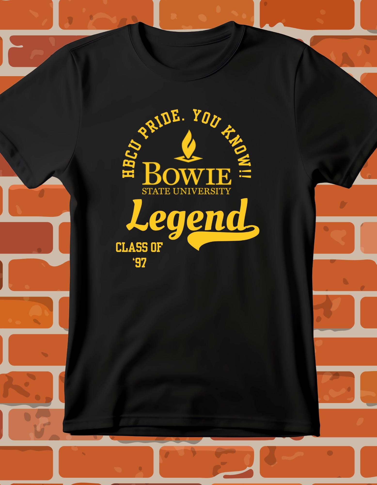 Bowie State T-Shirt Black 16BARZ HCBU CIAA Gold on Black