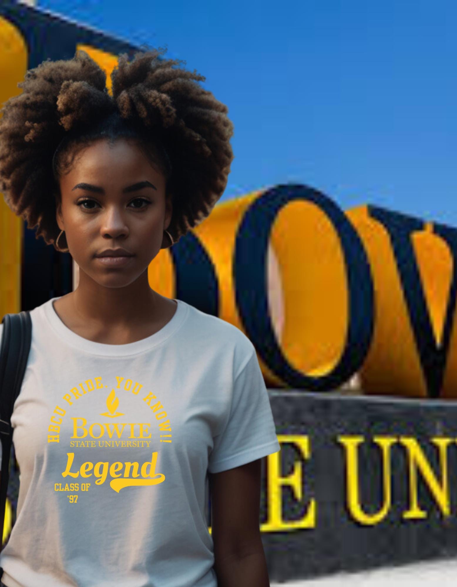 Bowie State T-Shirt White 16BARZ HCBU CIAA Gold on White