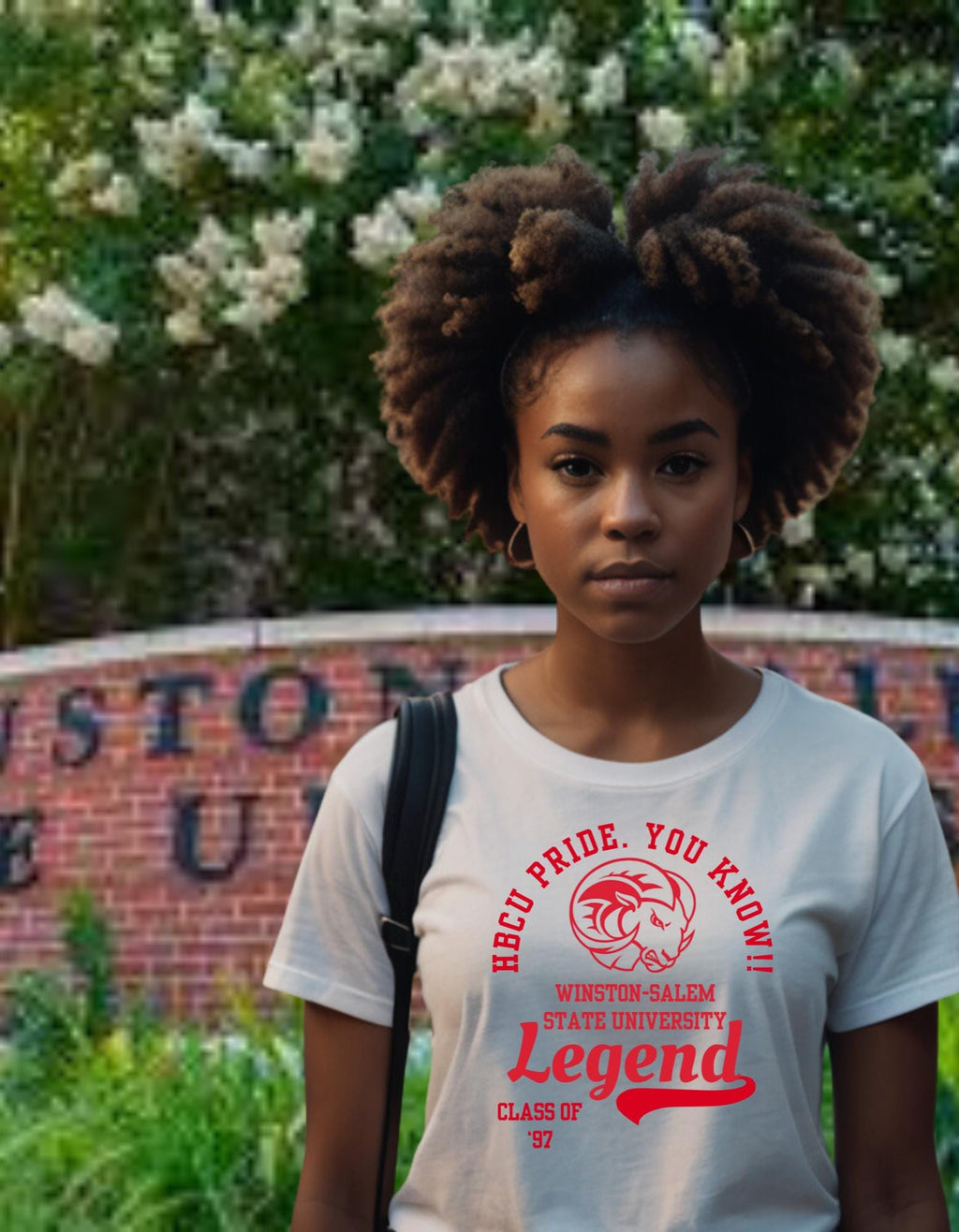 WSSU T-Shirt White 16BARZ HCBU CIAA Red on White