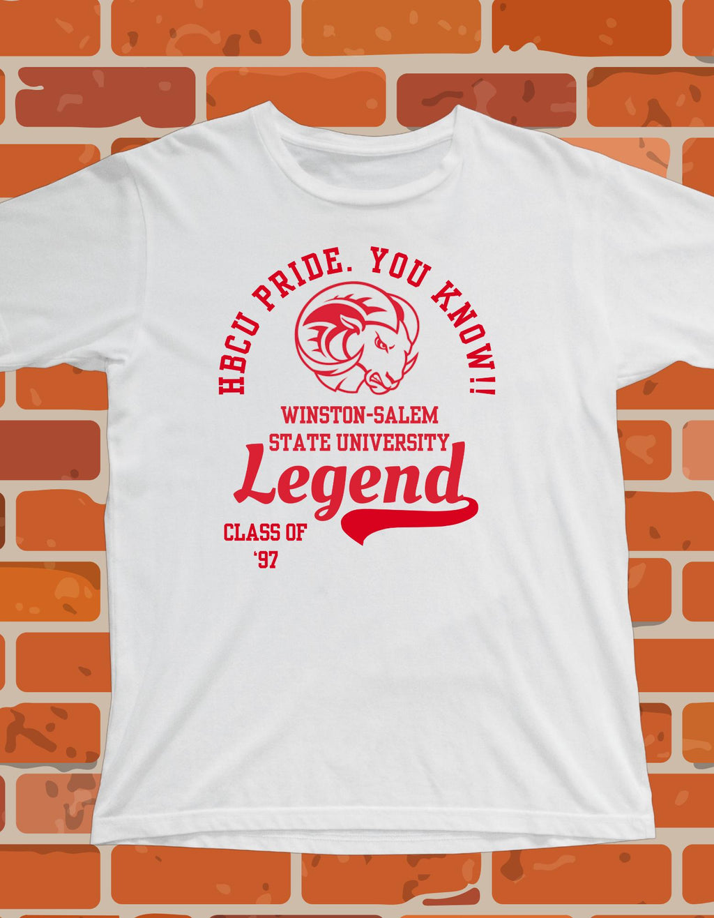 WSSU T-Shirt White 16BARZ HCBU CIAA Red on White