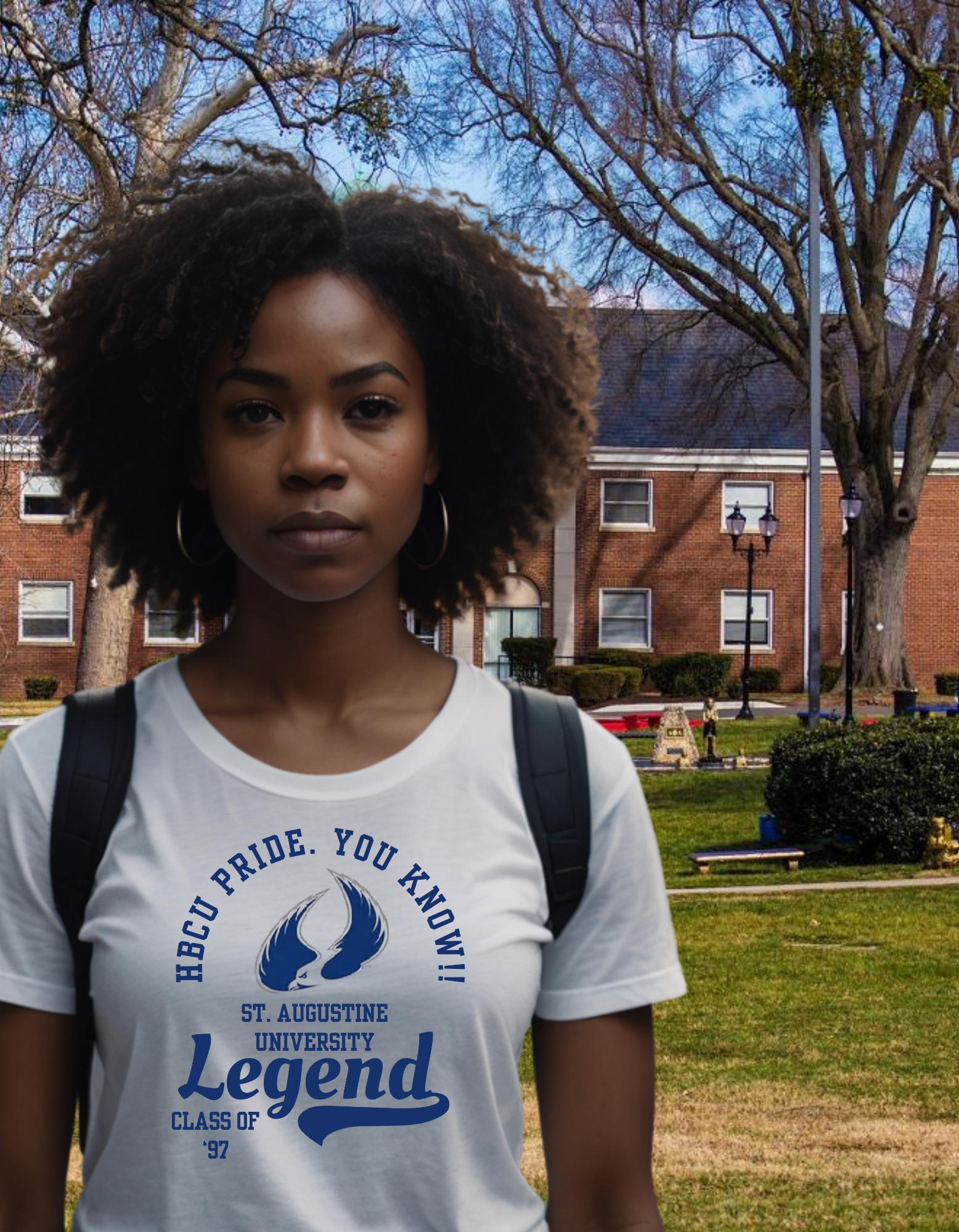 St. Augustine University T-Shirt White 16BARZ HCBU CIAA Blue on White
