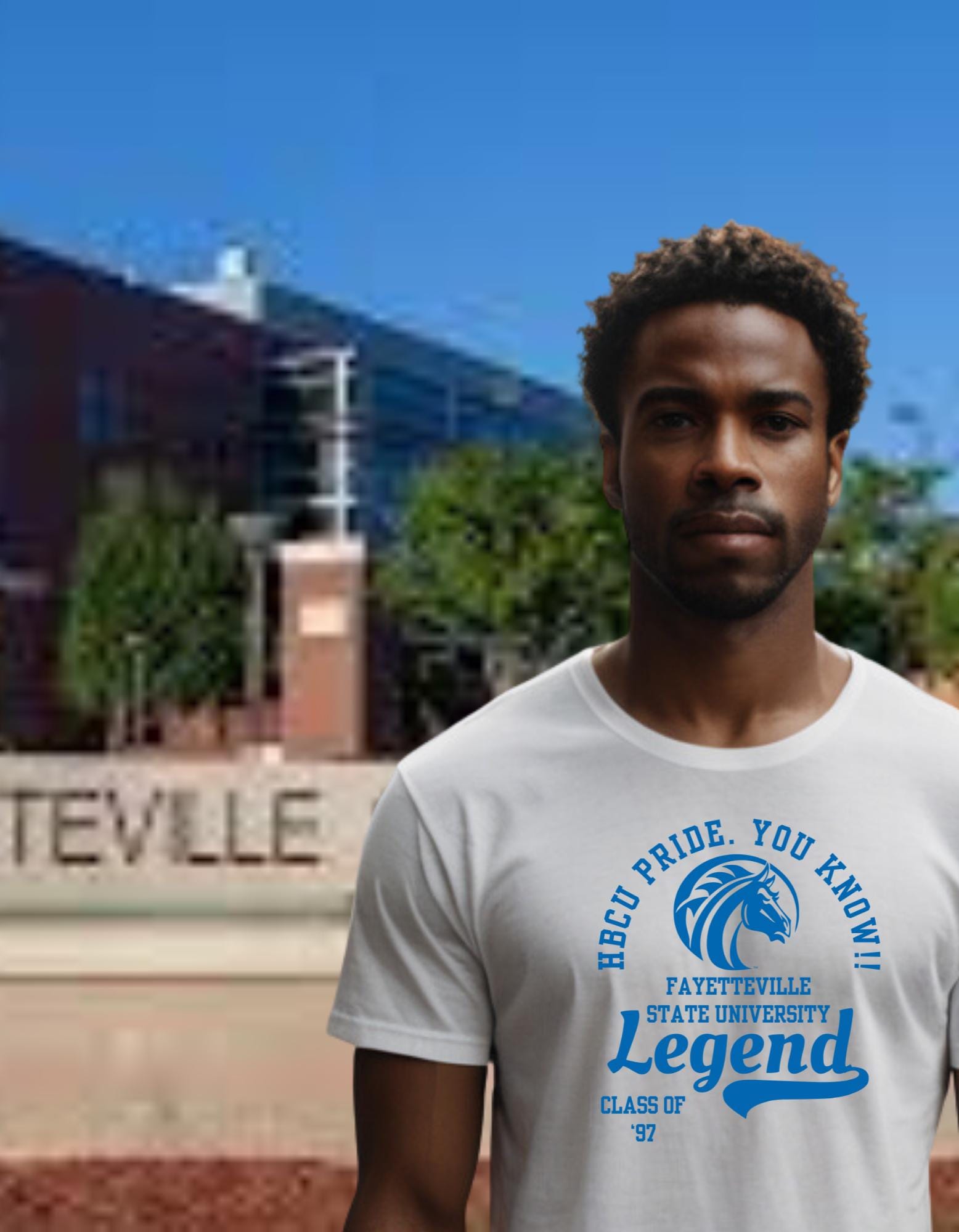 Fayetteville State University T-Shirt White 16BARZ HCBU CIAA Blue on White