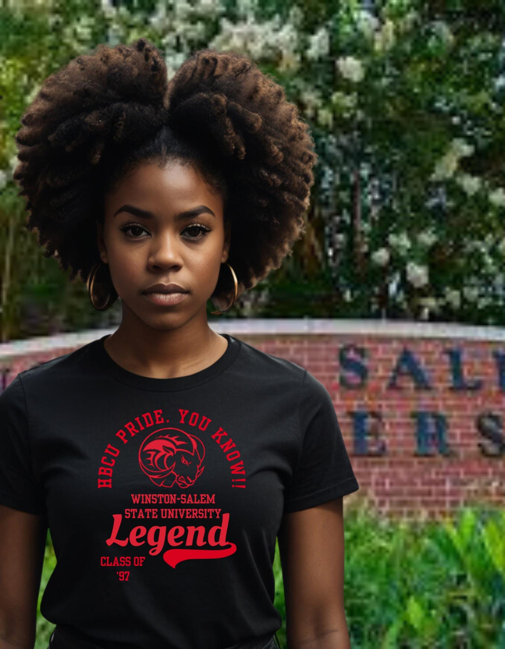WSSU T-Shirt Black 16BARZ HCBU CIAA Red on Black