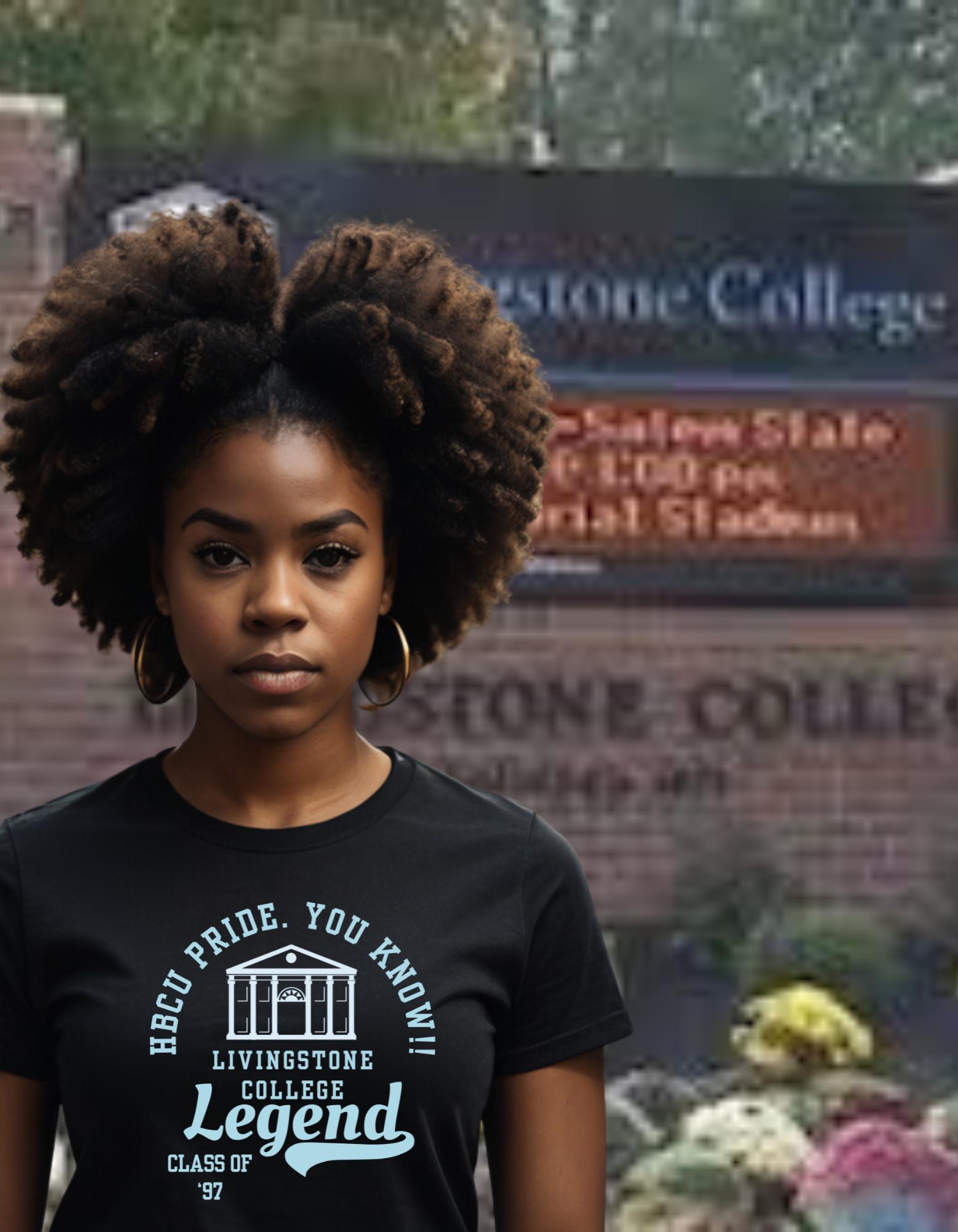 Livingstone College T-Shirt Black 16BARZ HCBU CIAA Columbia Blue on Black